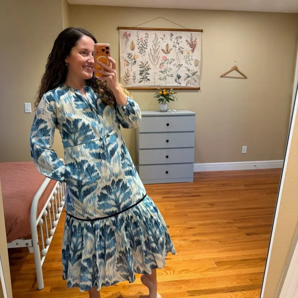 Tuckernuck Olivia James The Label Blue Cotton Long Sleeve Maxi Dress Small